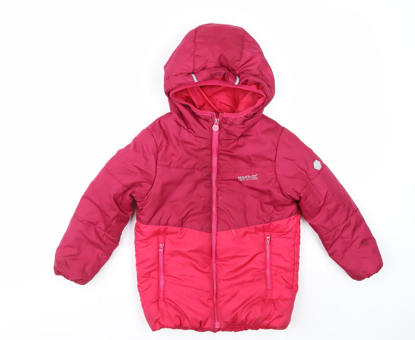 Regatta Girls Pink Hooded Puffer Jacket 5-6 Years Winter Lined Coat