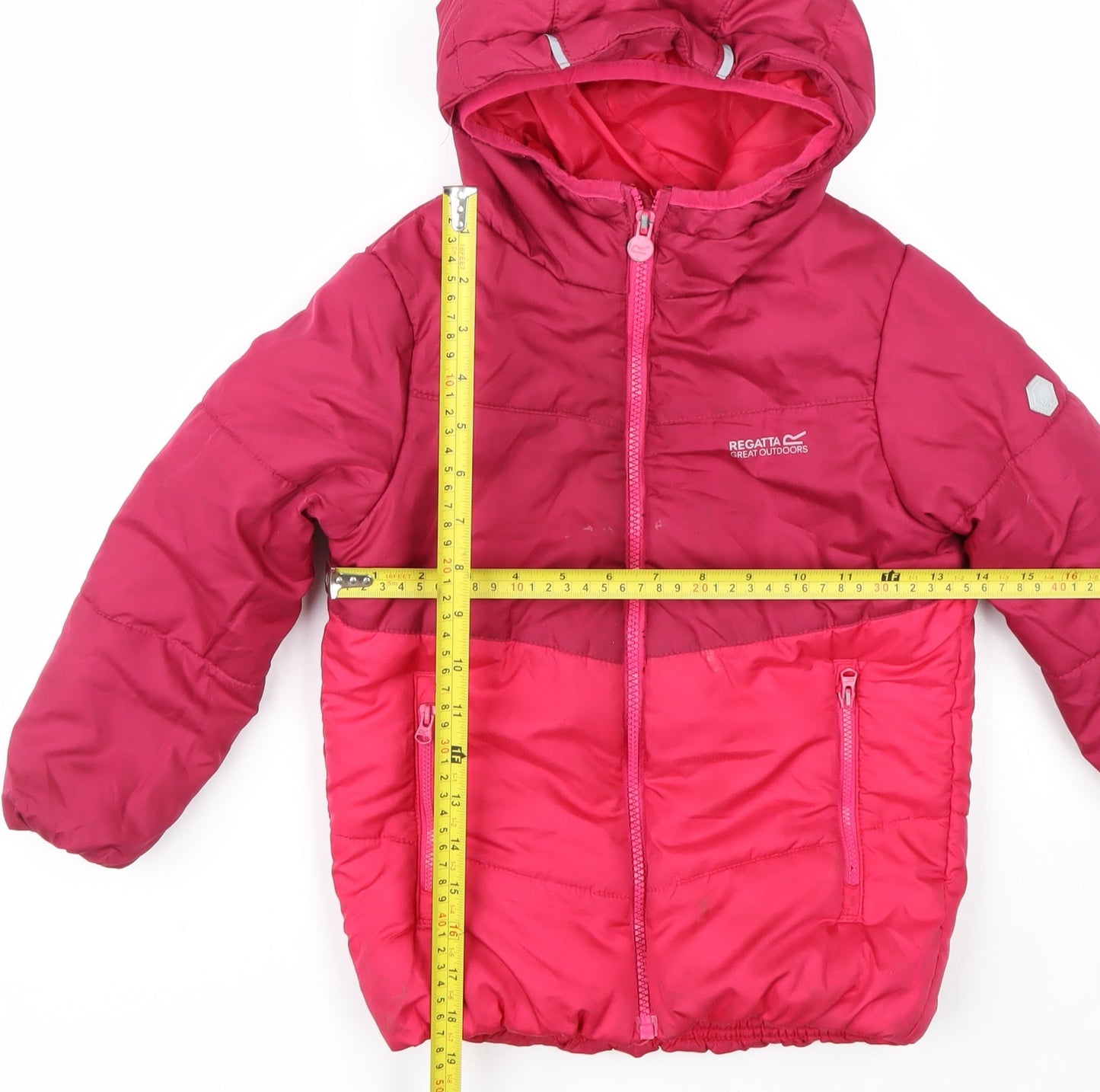Regatta Girls Pink Hooded Puffer Jacket 5-6 Years Winter Lined Coat