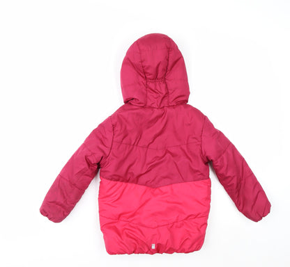 Regatta Girls Pink Hooded Puffer Jacket 5-6 Years Winter Lined Coat
