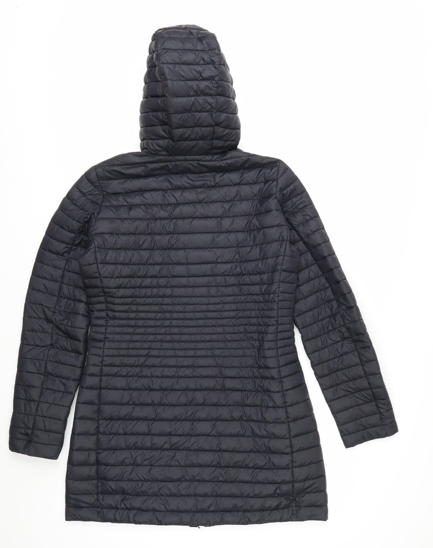 Save The Duck Women's Black Long Puffer Coat Size 10 Hooded Lightweight