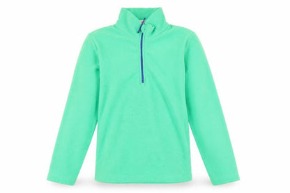 Front view of Mountain Warehouse boys’ green fleece pullover sweatshirt 9-10 years
