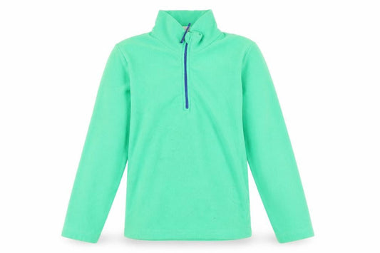 Front view of Mountain Warehouse boys’ green fleece pullover sweatshirt 9-10 years