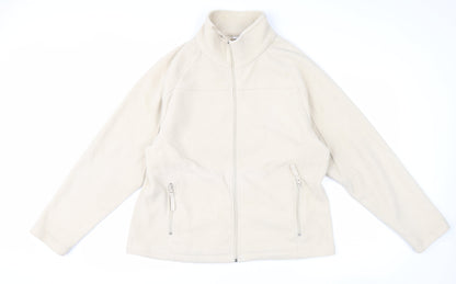 Ethel Austin Women Beige Fleece Full Zip Jacket Size L