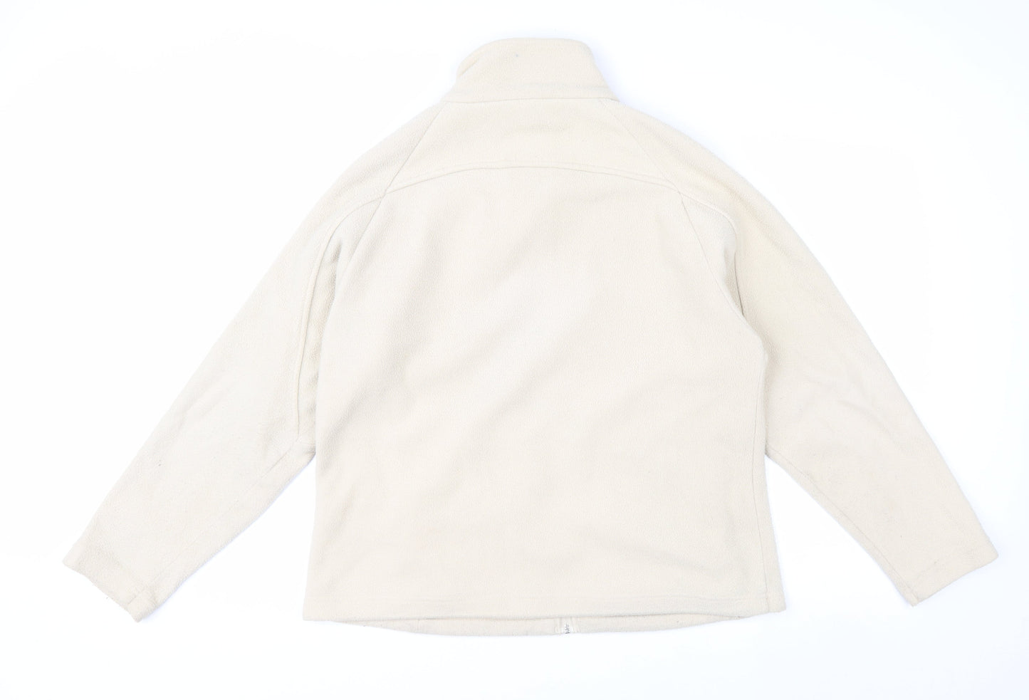 Ethel Austin Women Beige Fleece Full Zip Jacket Size L