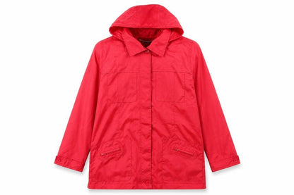 Tudor Court Womens Red Hooded Rain Coat Jacket Size M