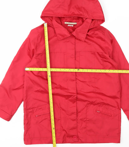 Tudor Court Womens Red Hooded Rain Coat Jacket Size M