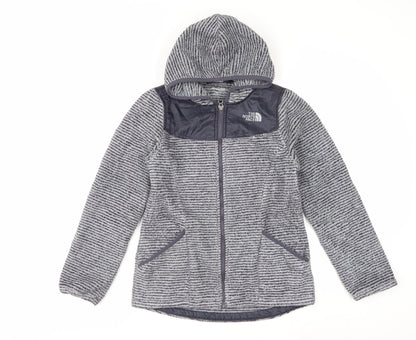 The North Face Girls Grey Hooded Fleece Jacket Size 14-15 Years
