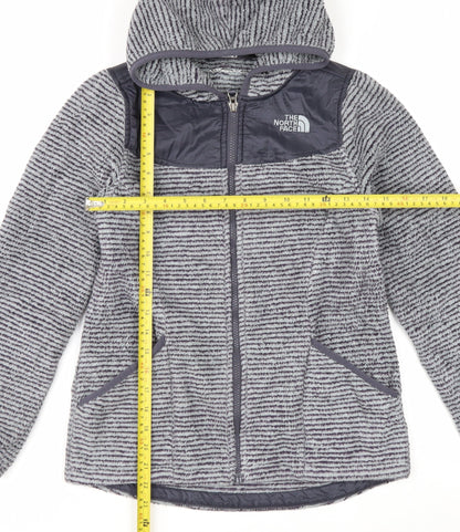 The North Face Girls Grey Hooded Fleece Jacket Size 14-15 Years