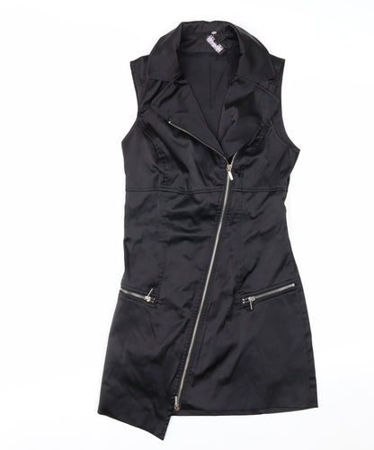 bebe Women’s Black XS Asymmetric Zip Sleeveless Mini Dress