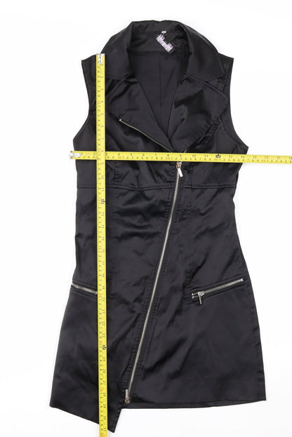 bebe Women’s Black XS Asymmetric Zip Sleeveless Mini Dress