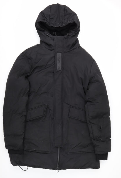 Religion Men’s Black Long Hooded Puffer Coat L Winter Insulated Jacket