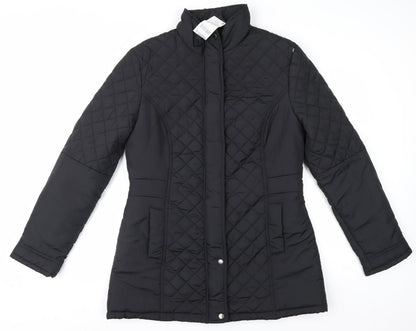 Next Women's Black Quilted Mid-Length Coat Size 16 Regular