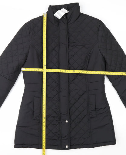Next Women's Black Quilted Mid-Length Coat Size 16 Regular