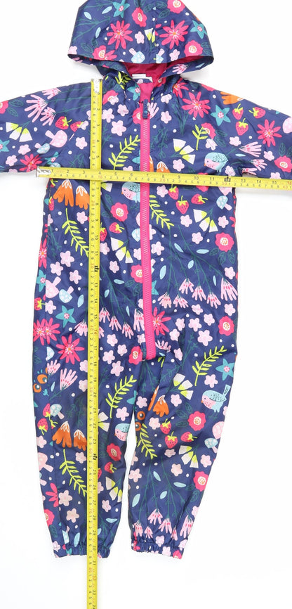 Mini Club Girls Multicoloured Floral Hooded Waterproof Snowsuit 2-3 Years
