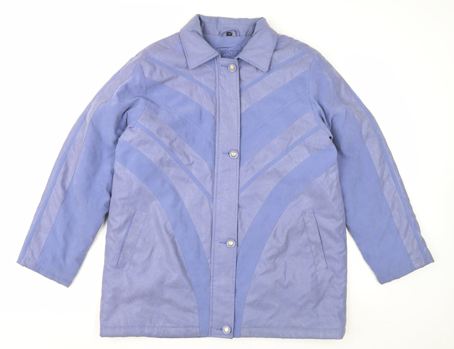 Finesse Womens Blue Mid-Length Coat Size 14 Polyester Blend