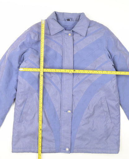 Finesse Womens Blue Mid-Length Coat Size 14 Polyester Blend