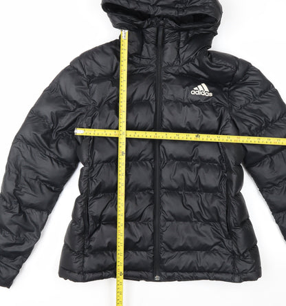 Adidas Women's Black Puffer Jacket Hooded Size M 12-14 Winter Coat