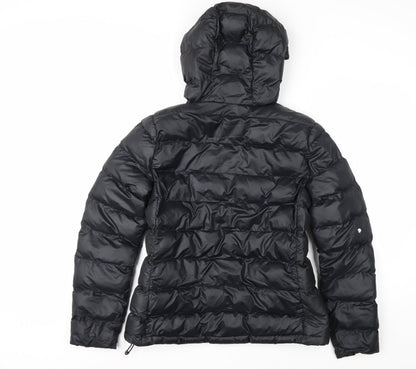 Adidas Women's Black Puffer Jacket Hooded Size M 12-14 Winter Coat