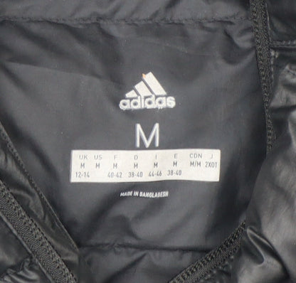 Adidas Women's Black Puffer Jacket Hooded Size M 12-14 Winter Coat