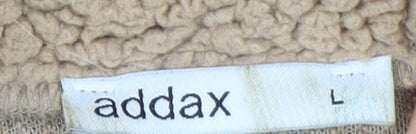Addax Women Beige 1/4 Zip Fleece Pullover Sweatshirt L