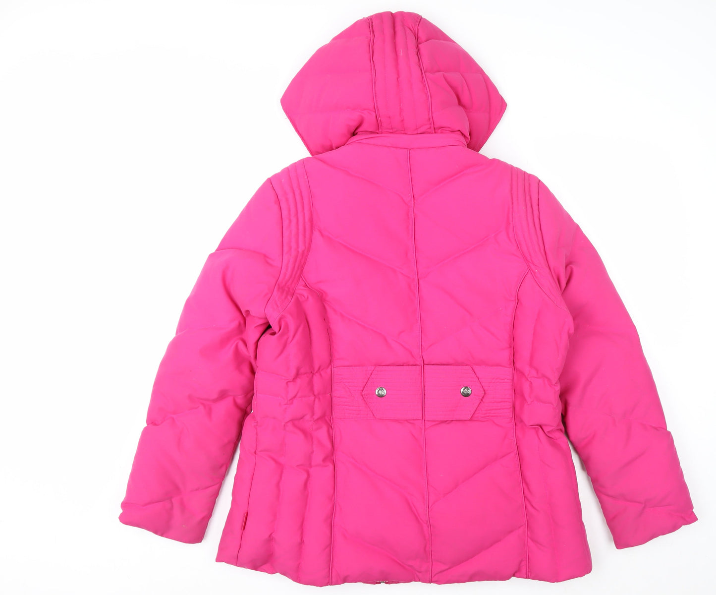 Marks and Spencer Per Una Women's Pink Puffer Jacket L Hooded Winter Coat