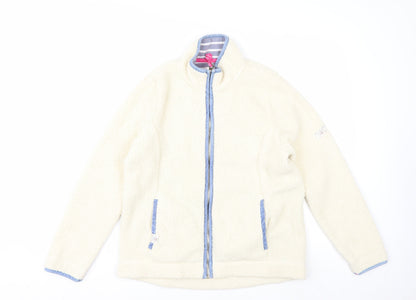 Joules Womens Ivory Fleece Jacket Size 12 Lined Zip Front Casual Style