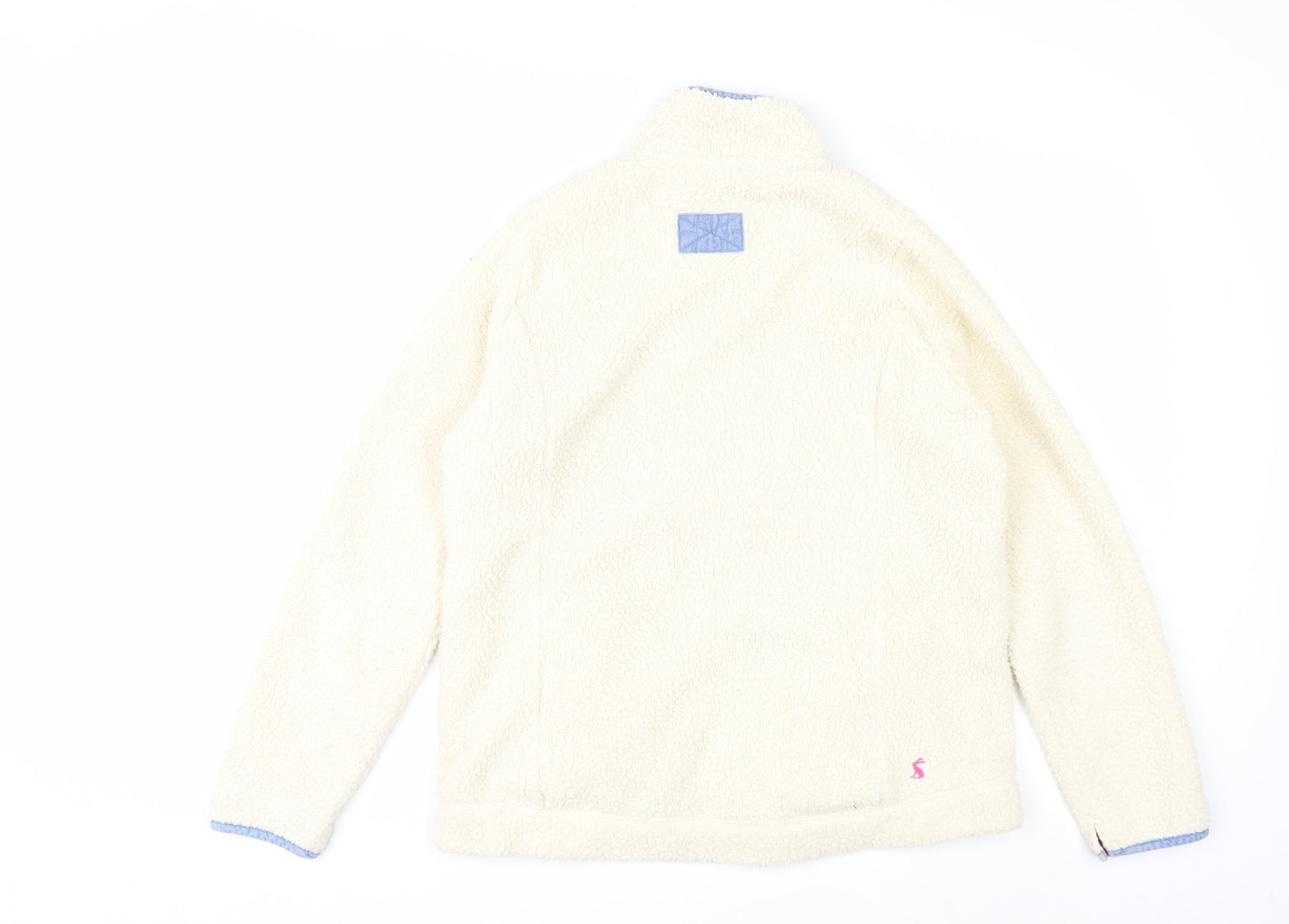 Joules Womens Ivory Fleece Jacket Size 12 Lined Zip Front Casual Style