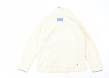Joules Womens Ivory Fleece Jacket Size 12 Lined Zip Front Casual Style
