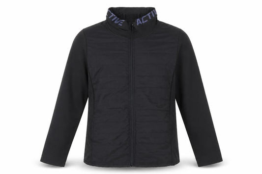 Front view of Active by Zizzi Black Softshell Mid-Length Full Zip Jacket M