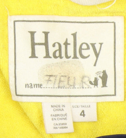 Hatley Boys Blue Space Cars Waterproof Hooded Rain Coat Size 4 Years