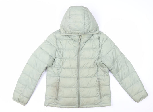 Abercrombie & Fitch Women's Green M Hooded Puffer Jacket