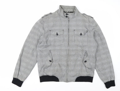 Topman Men's Grey Check Cotton Biker Jacket L 40in