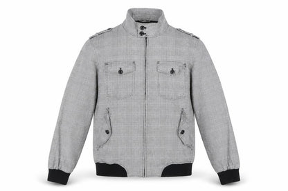 Topman Men's Grey Check Cotton Biker Jacket L 40in