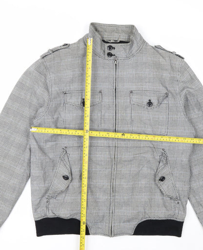 Topman Men's Grey Check Cotton Biker Jacket L 40in