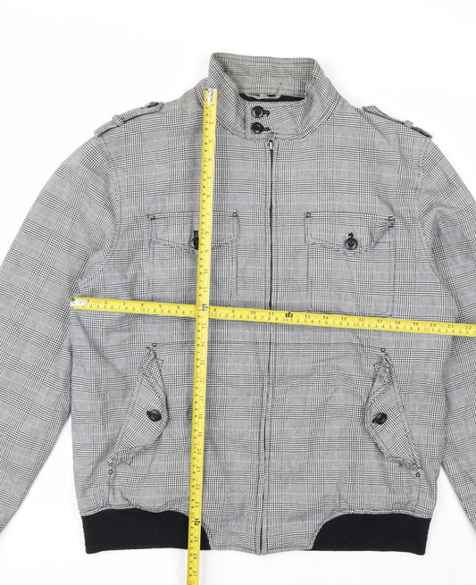 Topman Men's Grey Check Cotton Biker Jacket L 40in