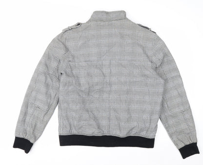 Topman Men's Grey Check Cotton Biker Jacket L 40in