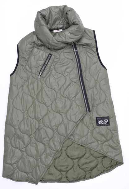 Aqua & Limone Womens Green Quilted Zip Waistcoat M