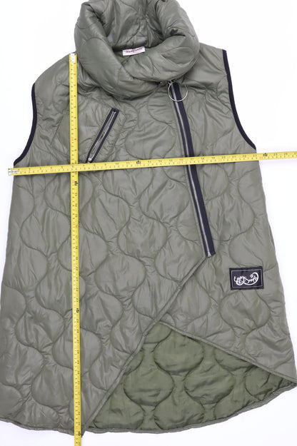 Aqua & Limone Womens Green Quilted Zip Waistcoat M