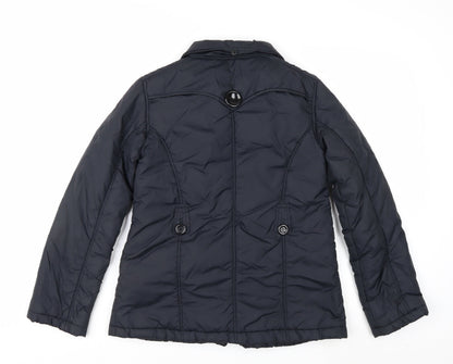 E-vie Women’s Black Size 10 Short Padded Button Pea Coat Jacket
