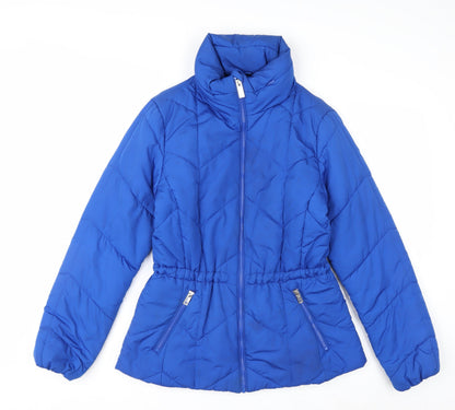 Marks and Spencer Women Blue Size 10 Puffer Jacket Quilted Mid-Length