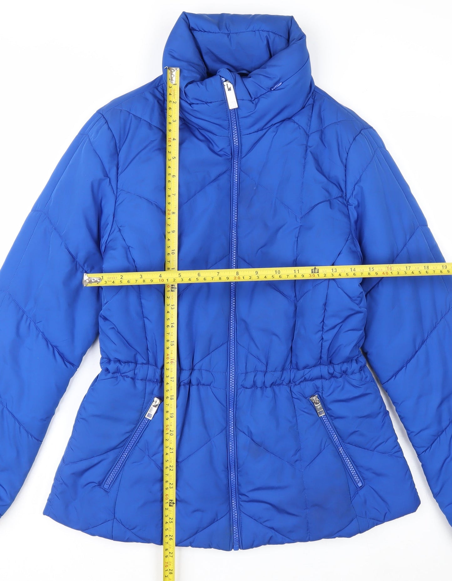 Marks and Spencer Women Blue Size 10 Puffer Jacket Quilted Mid-Length