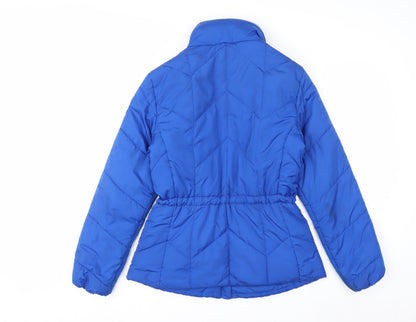 Marks and Spencer Women Blue Size 10 Puffer Jacket Quilted Mid-Length