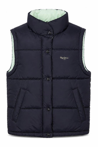 Pepe Jeans Women’s Black Puffer Waistcoat S Quilted Button Winter Gilet