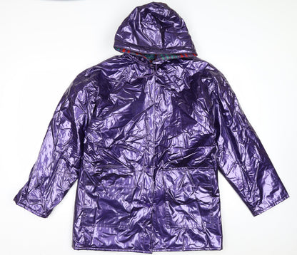 Wippette Womens Purple Vinyl Hooded Rain Coat Jacket S Retro Waterproof