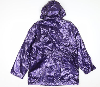 Wippette Womens Purple Vinyl Hooded Rain Coat Jacket S Retro Waterproof