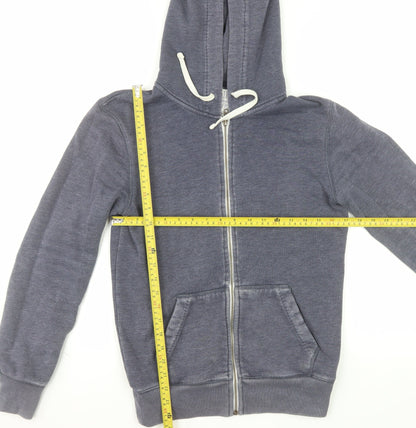 Jack Wills Men's Blue XS Full Zip Hoodie with Logo and Pockets