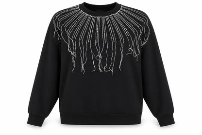 Zara Trafaluc Women Black Beaded Pullover Sweatshirt Size M