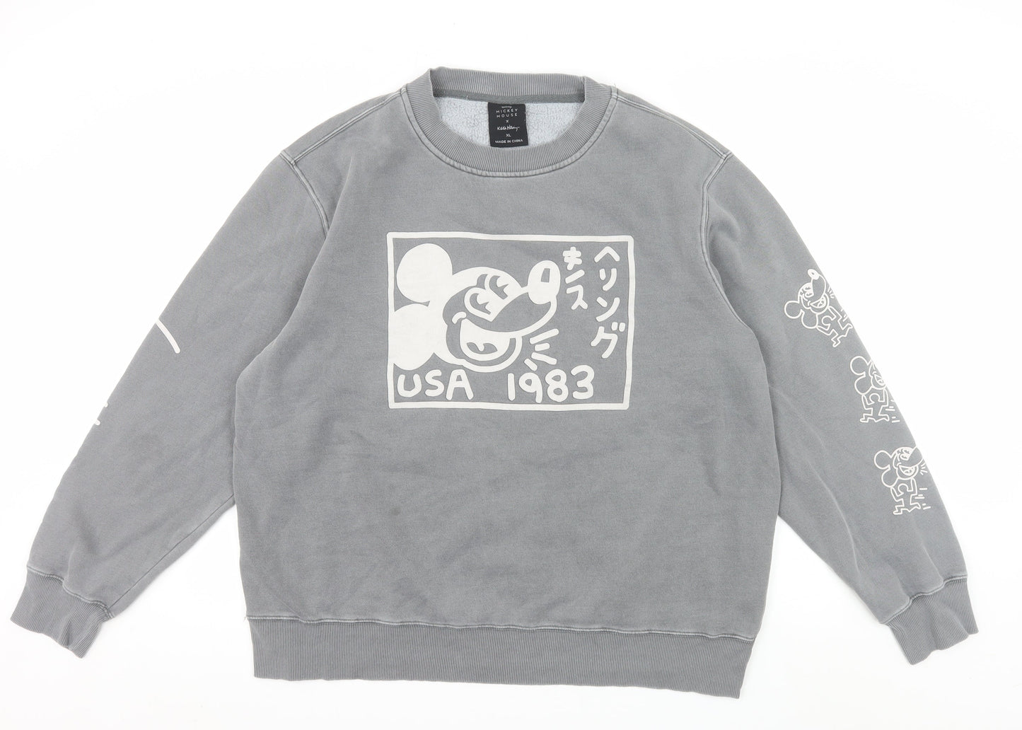 Disney x Keith Haring Men's Grey Mickey Mouse XL Sweatshirt