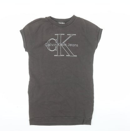 Calvin Klein Jeans Women's Black Small Logo Pullover Sweatshirt
