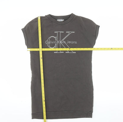 Calvin Klein Jeans Women's Black Small Logo Pullover Sweatshirt